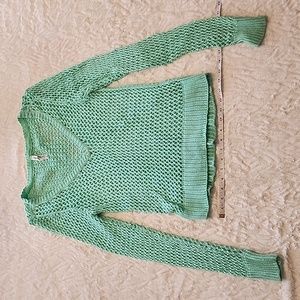 Aeropostale Mint V-Neck Crotchet Knit Top